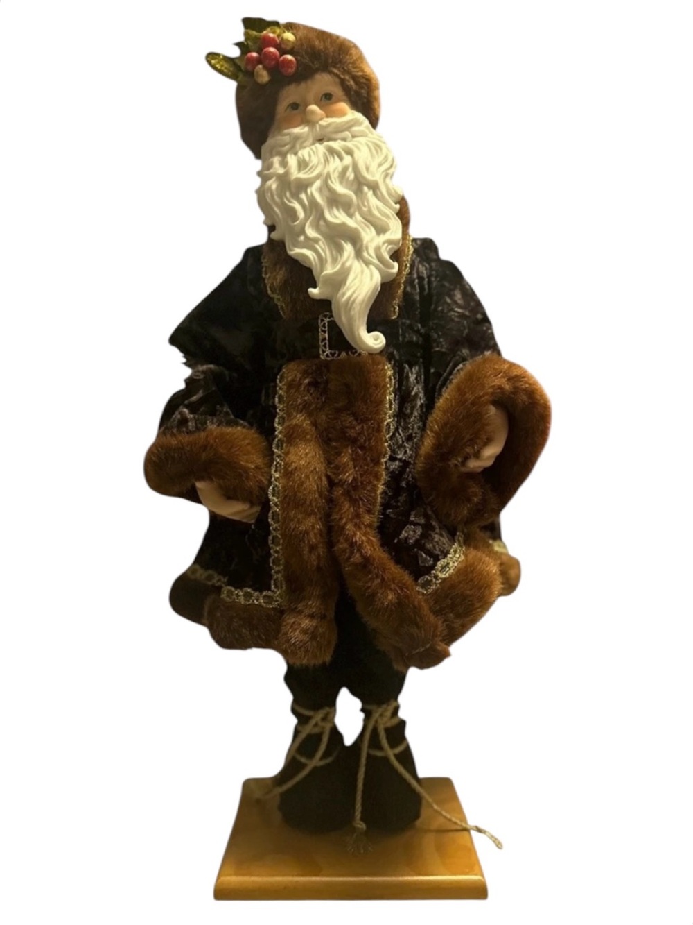 Traditional standing Santa Claus decorative figure measuring approximately 19 in